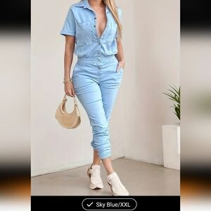 Sly Blue Button-Up Jumpsuit